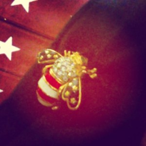A pin given to me by my Godmother to remind me of the perseverance of honeybees